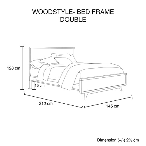 Double Size Wooden Bed Frame in Solid Wood Antique Design Light Brown