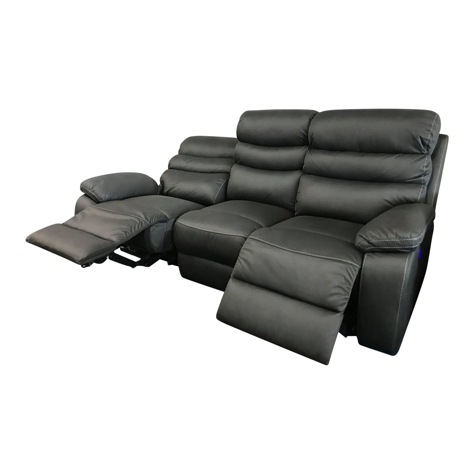 3RR+1RR+1RR Leatherette Grey Electric Recliner Feature Multi Positions Ultra Cushioned USB Outlets