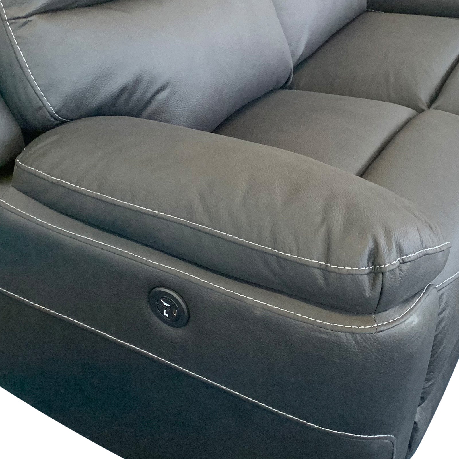 1R Finest Fabric Electric Recliner Feature Multi Positions Ultra Cushioned USB Outlets in Charcoal Colour