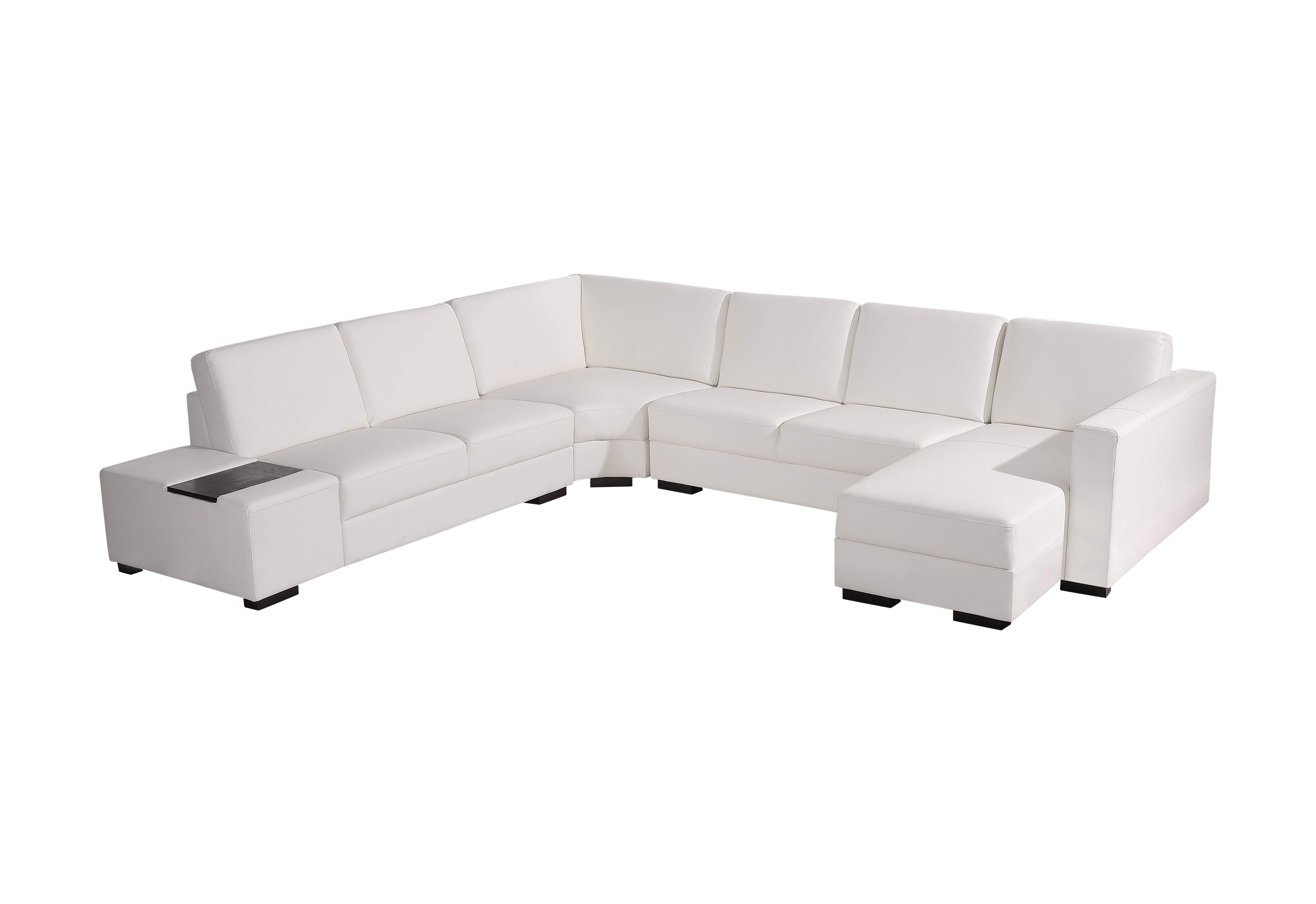 Lounge Set Luxurious 6 Seater Bonded Leather Corner Sofa Living Room Couch in White with Chaise