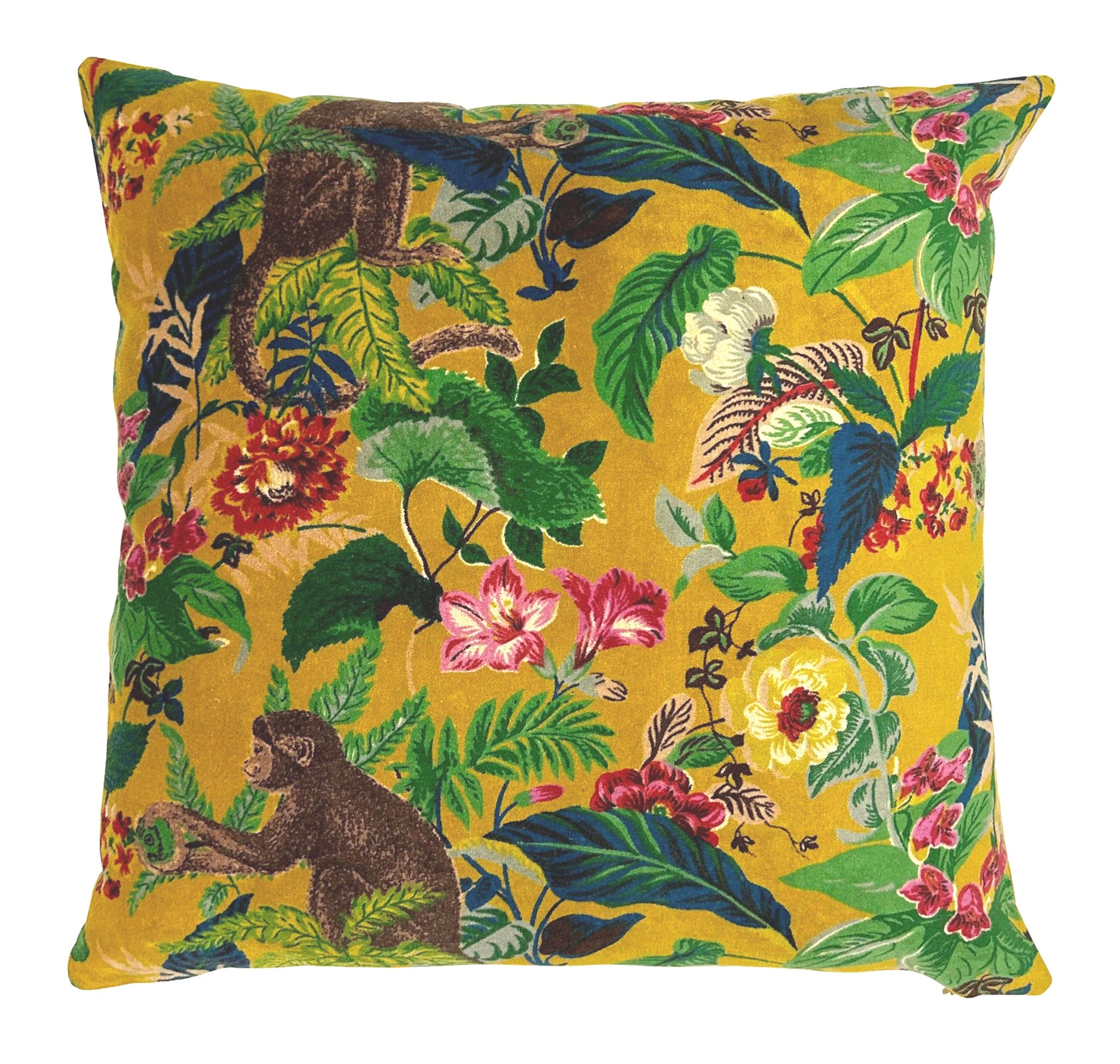 Mustard velvet monkey Cushion cover 45x45cm