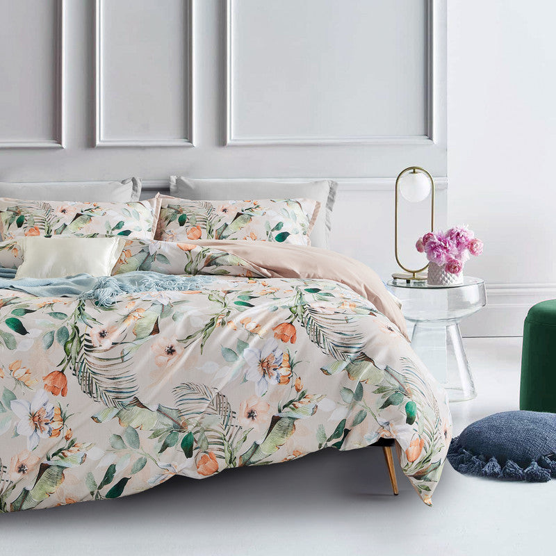 Botanical Celine Microfibre Quilt Cover Set-queen size