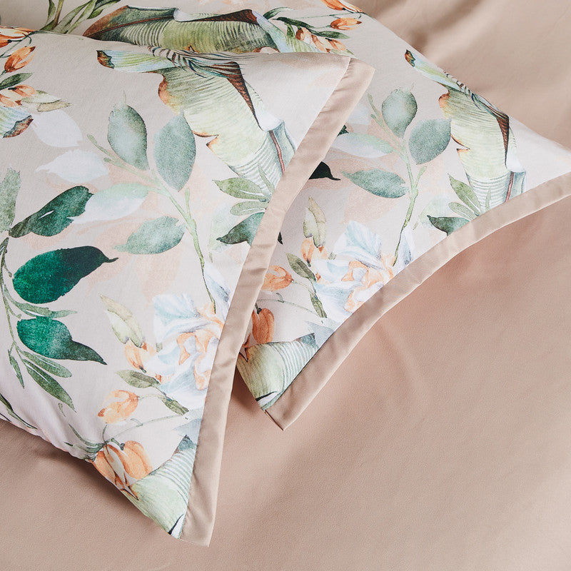 Botanical Celine Microfibre Quilt Cover Set-queen size