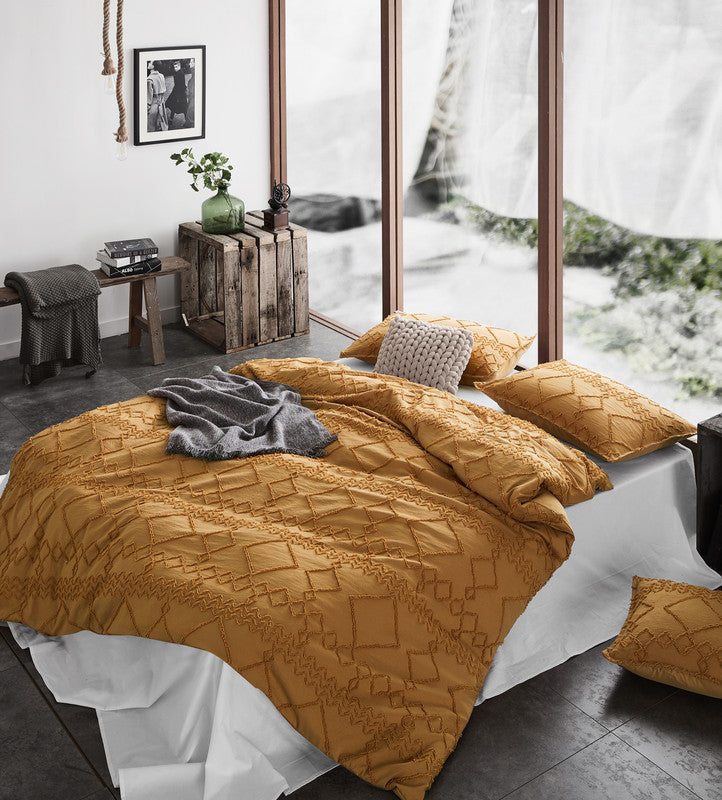 Tufted ultra soft microfiber quilt cover set-queen caramel