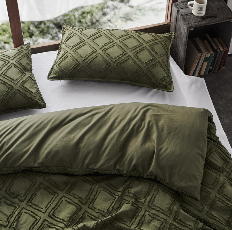 Tufted ultra soft microfiber quilt cover set-queen khaiki green