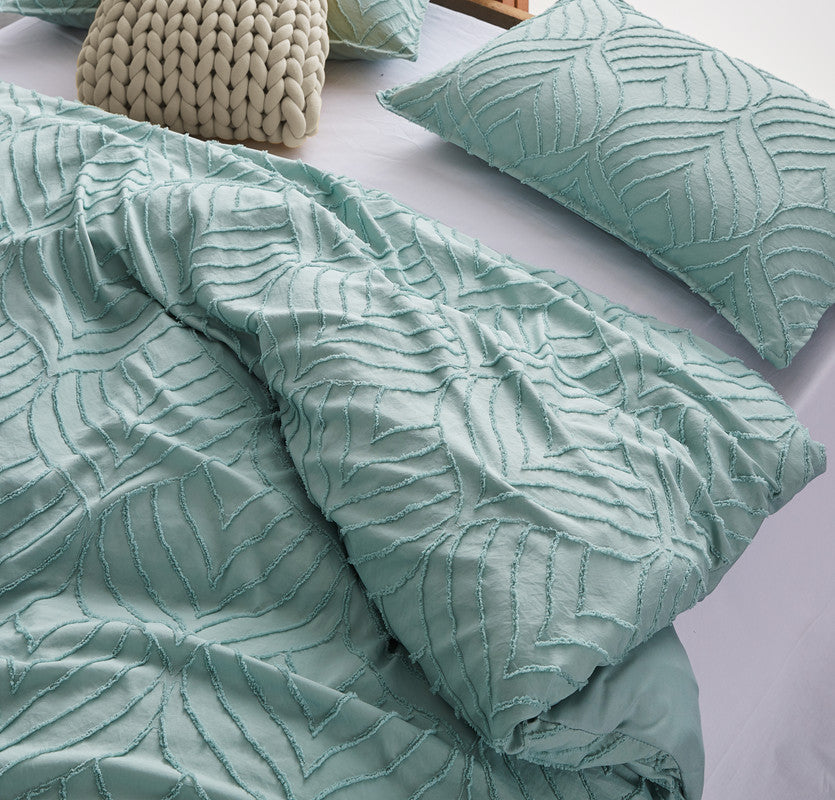 Tufted ultra soft microfiber quilt cover set-queen sage green