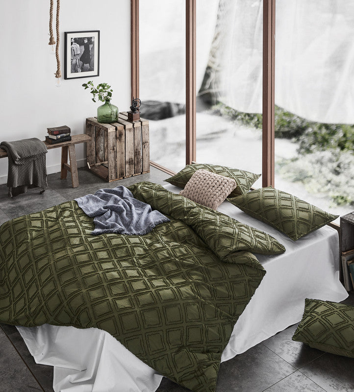 Tufted ultra soft microfiber quilt cover set-king khaiki green