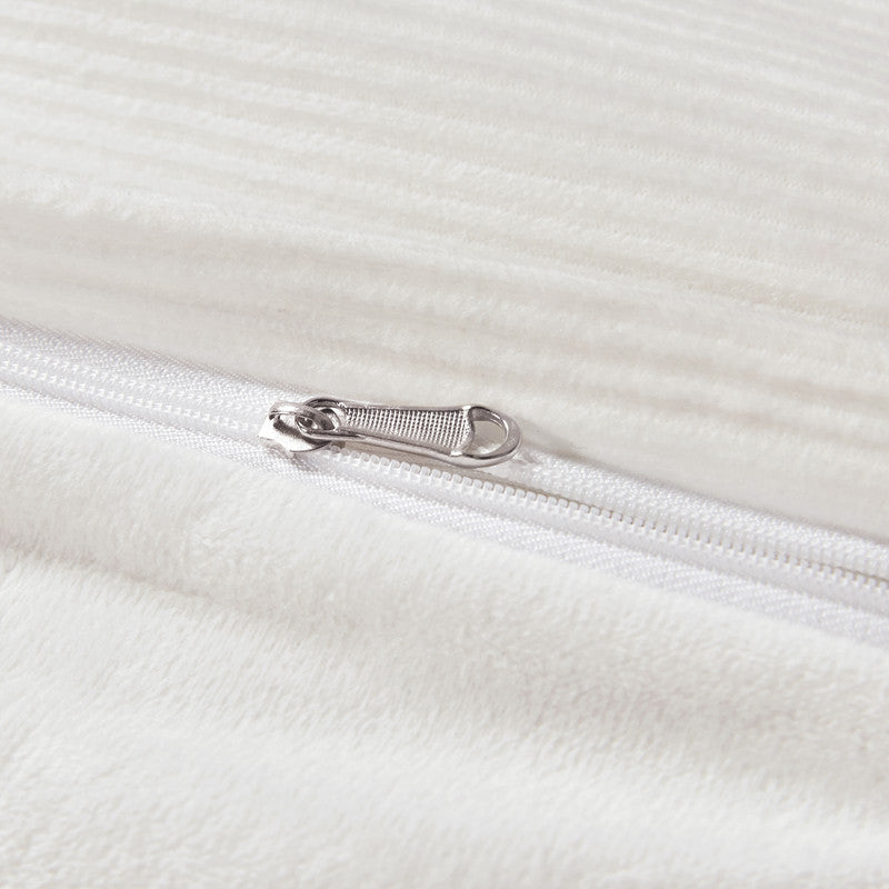 Corduroy Velvet Super King Bed Quilt Cover Set-White