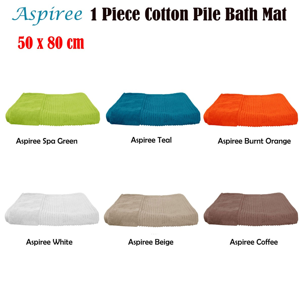 1000GSM Aspiree Soft 100% Cotton Bath Mat 50 x 80 cm Spa Green