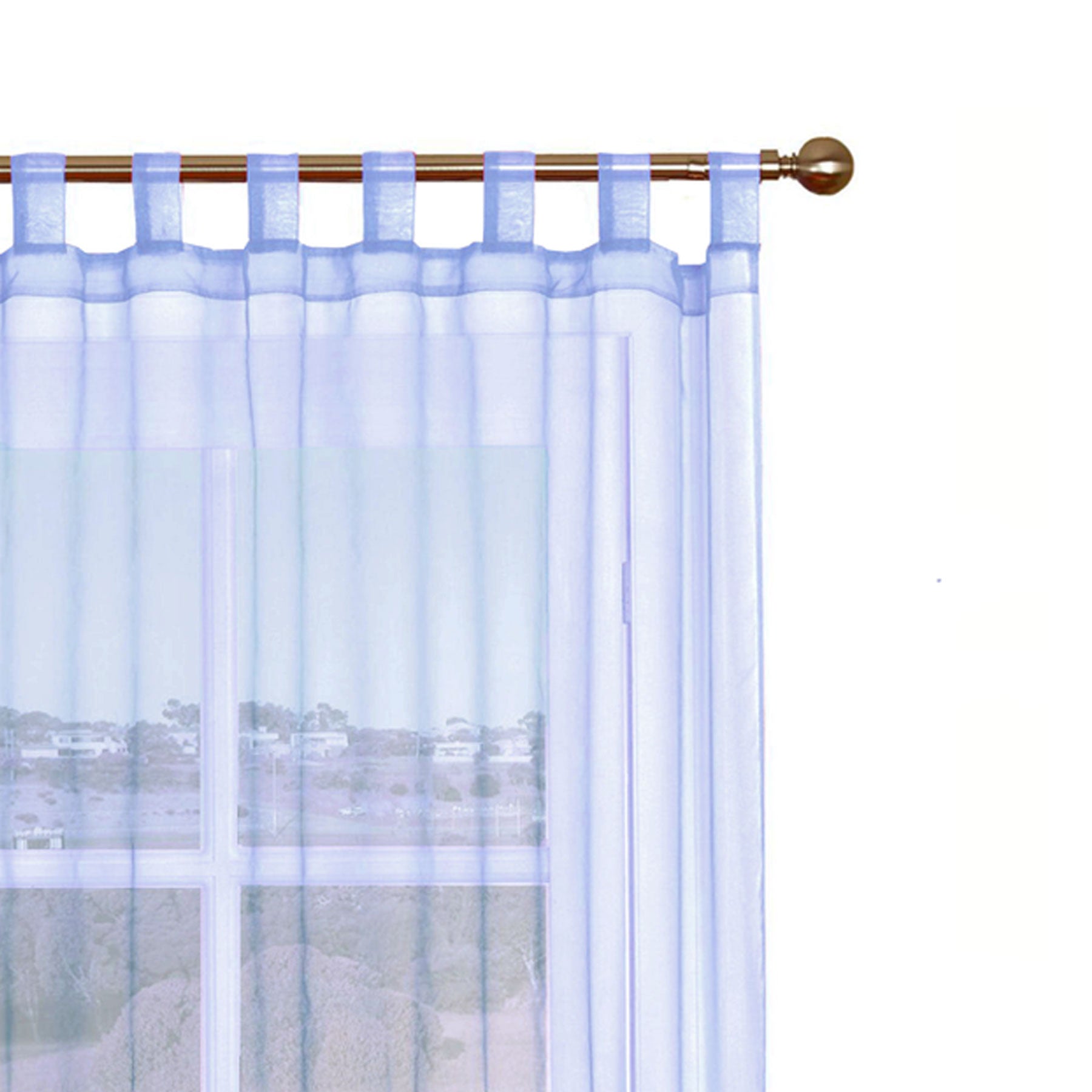 1 Piece Organza Tab Top Curtain 110 x 213 cm Blue