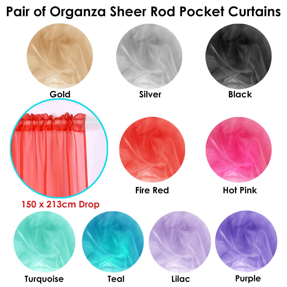 Pair of Organza Sheer Rod Pocket Curtains Lilac