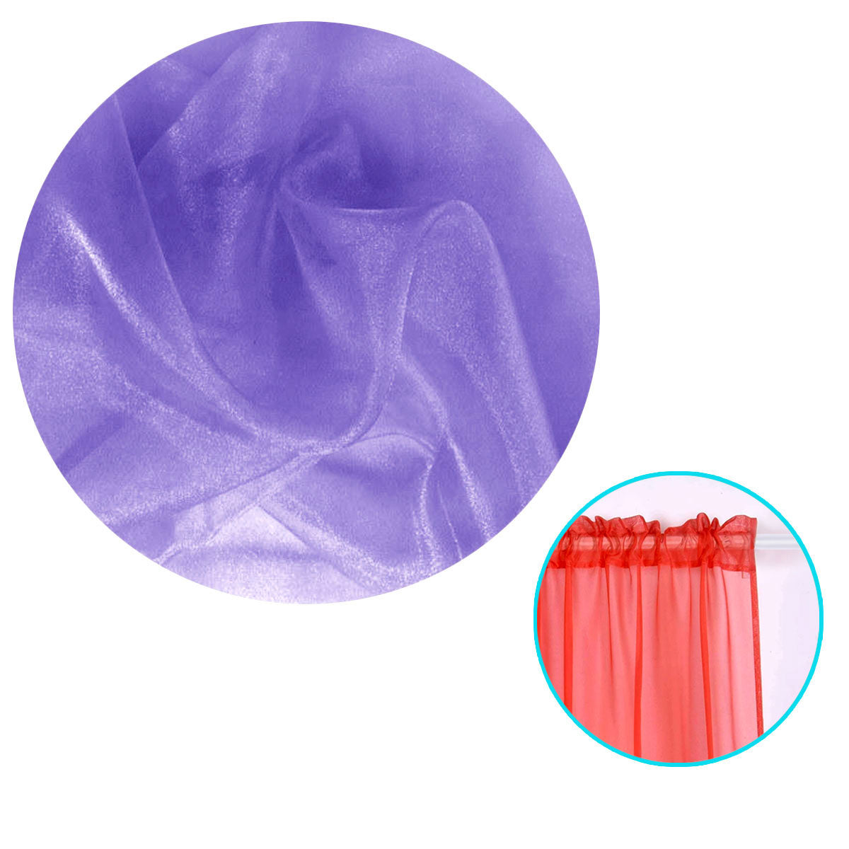 Pair of Organza Sheer Rod Pocket Curtains Purple