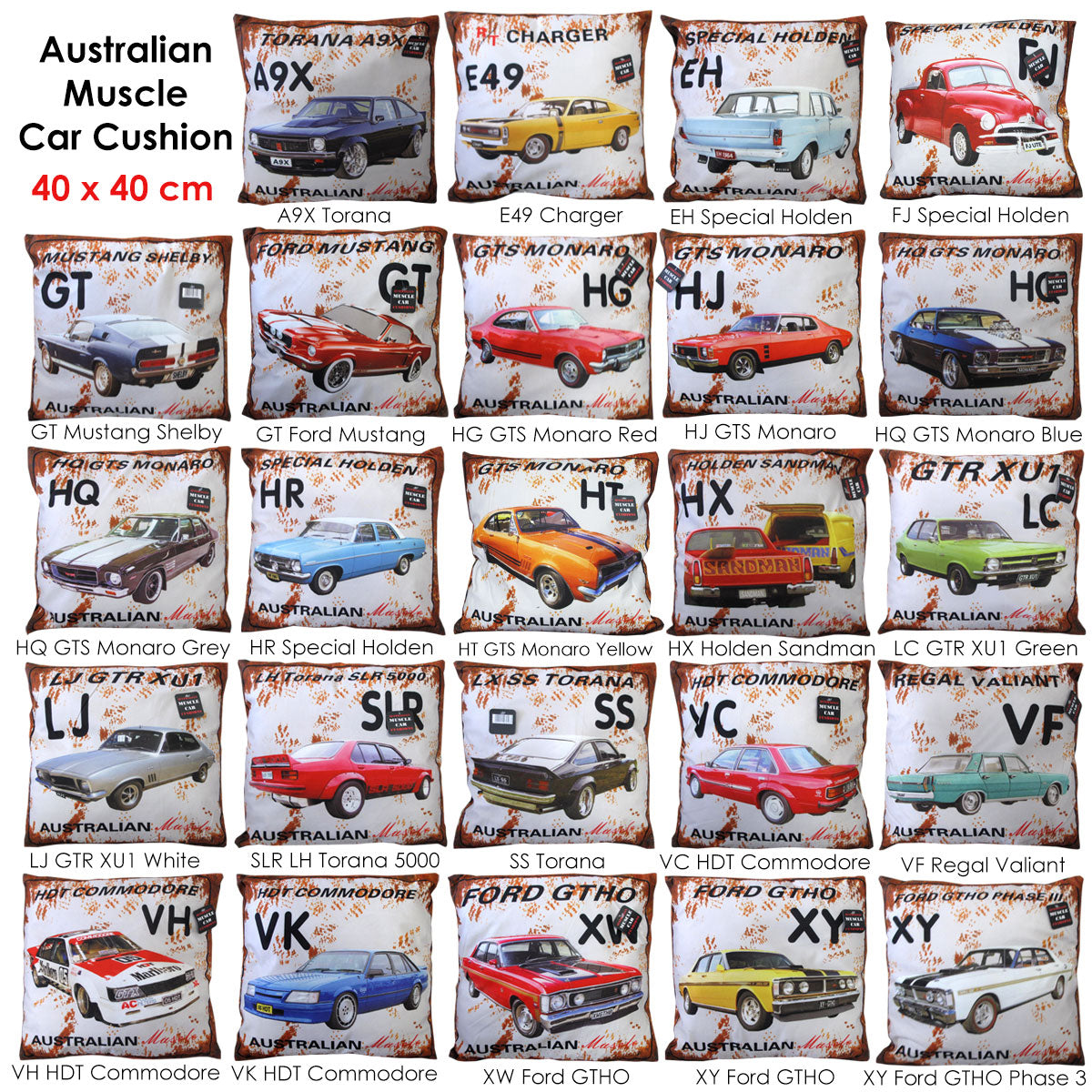 Australian Muscle Car Cushion XW Ford GTHO Red