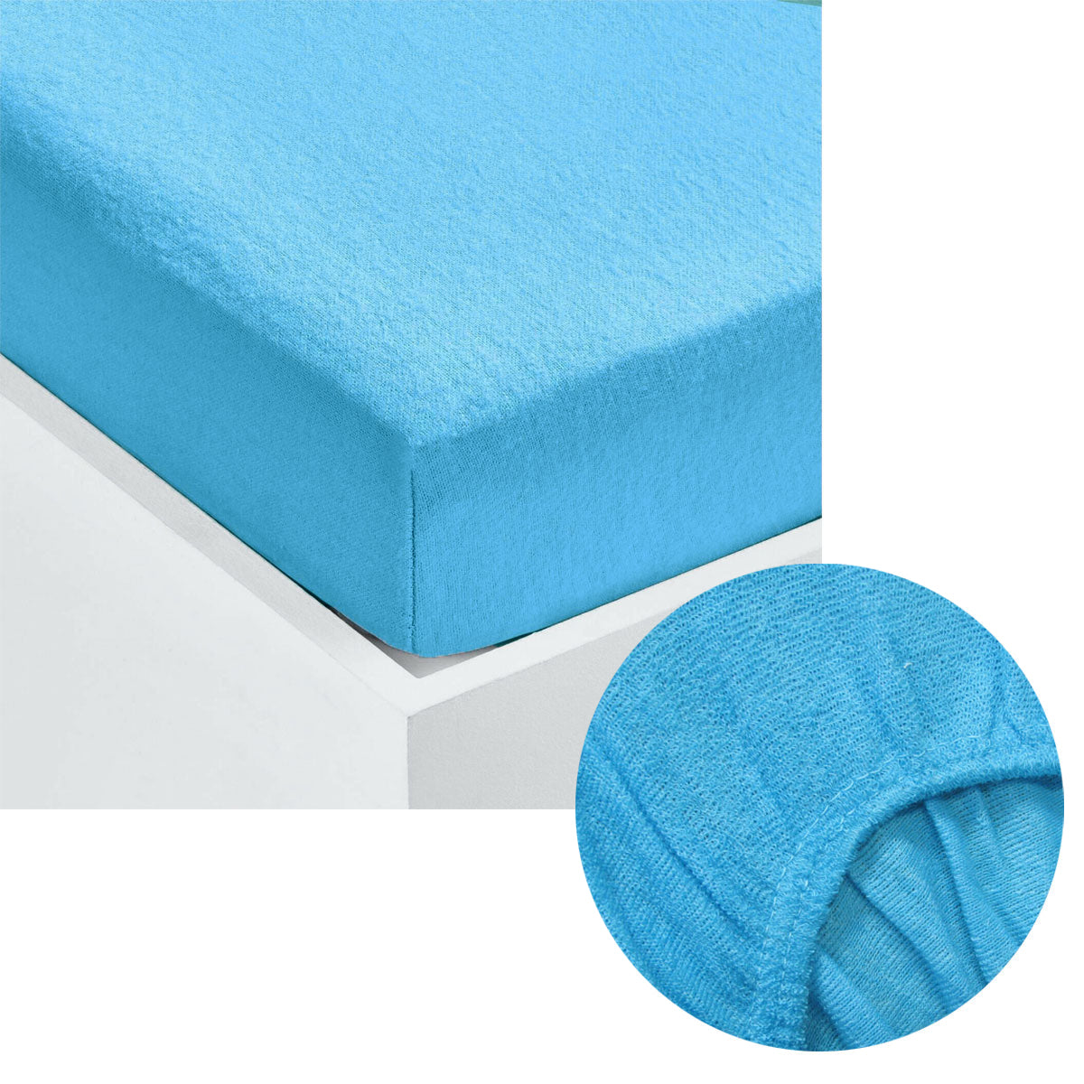 Cotton Rich Terry Fitted Sheet Single Aqua