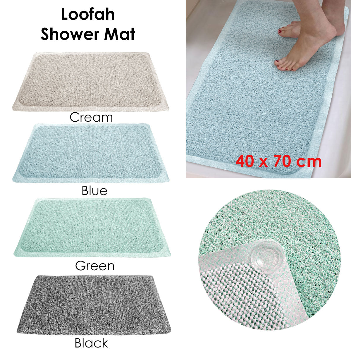 Loofah Shower Mat Green