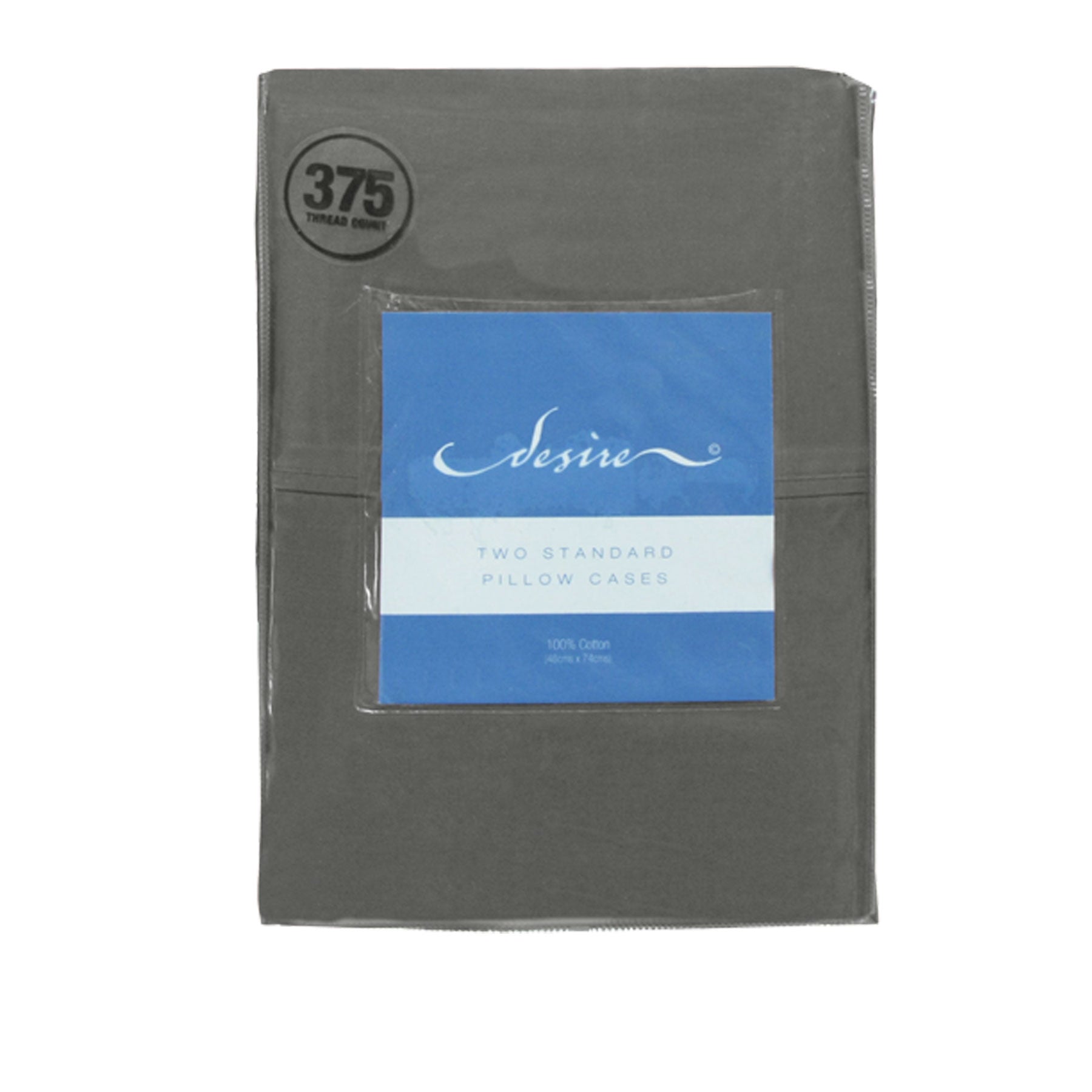 Pair of Cotton Standard Pillowcases 375TC Grey