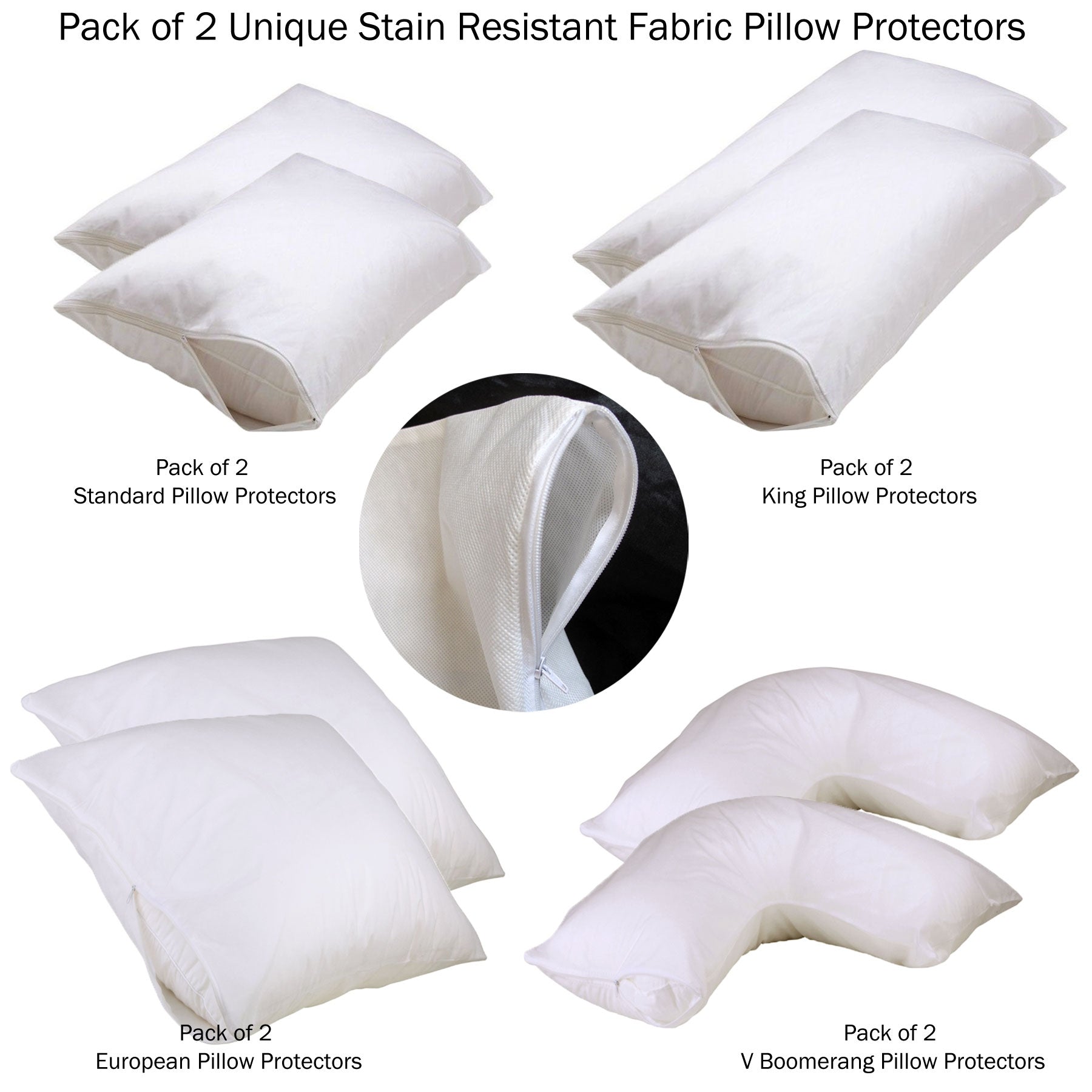 Set of 2 Stain Resistant Pillow Protectors V Boomerang