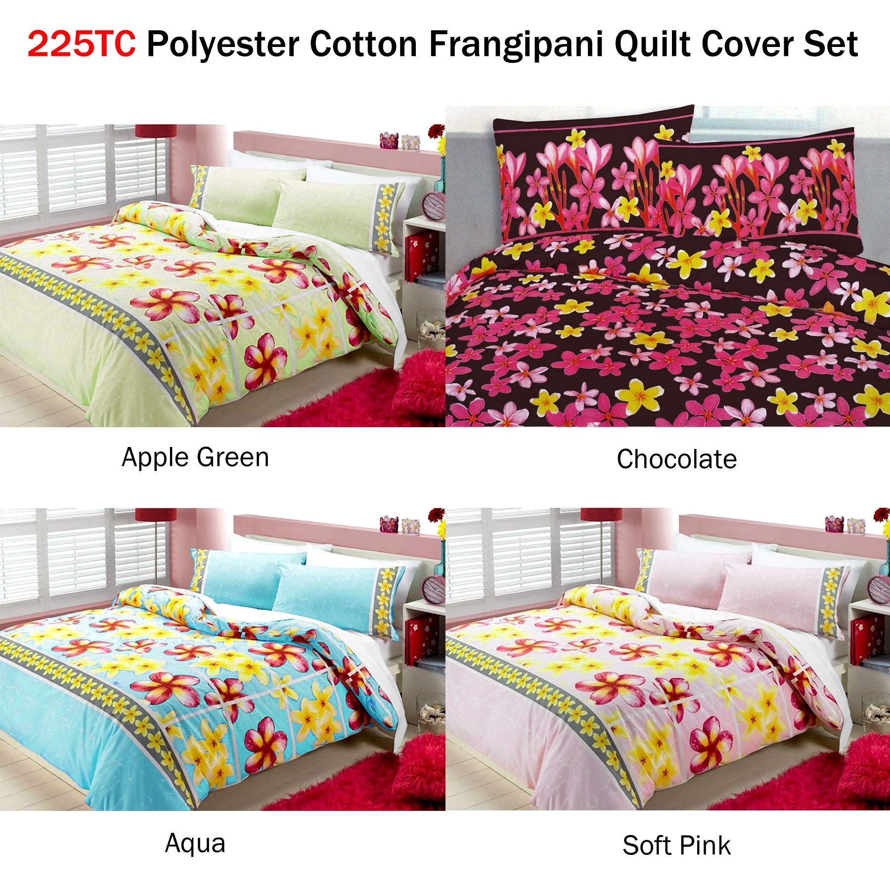 Floating Frangipani Quilt Cover Set Soft Pink Single