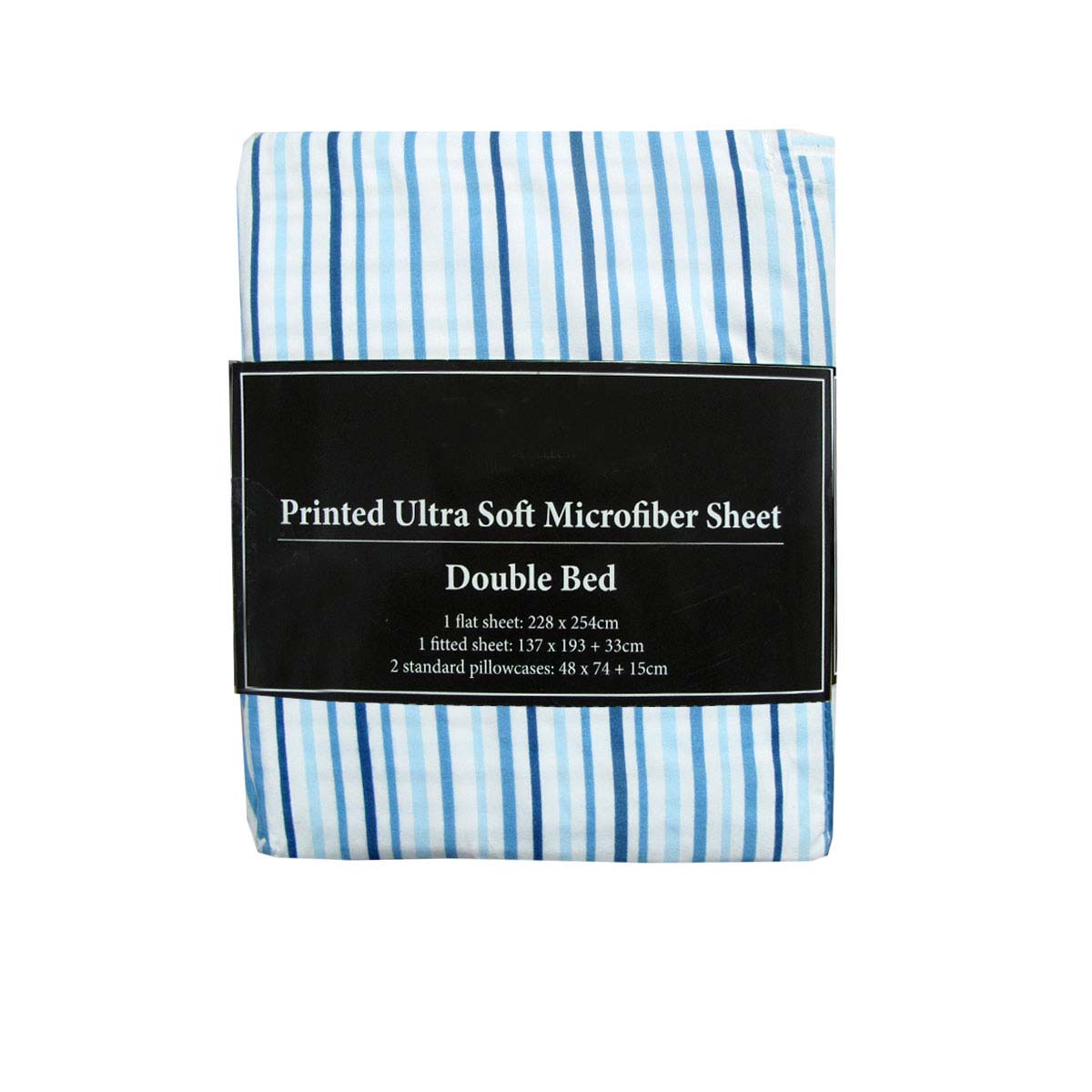 Printed Microfiber Sheet Set Double Blue Lines