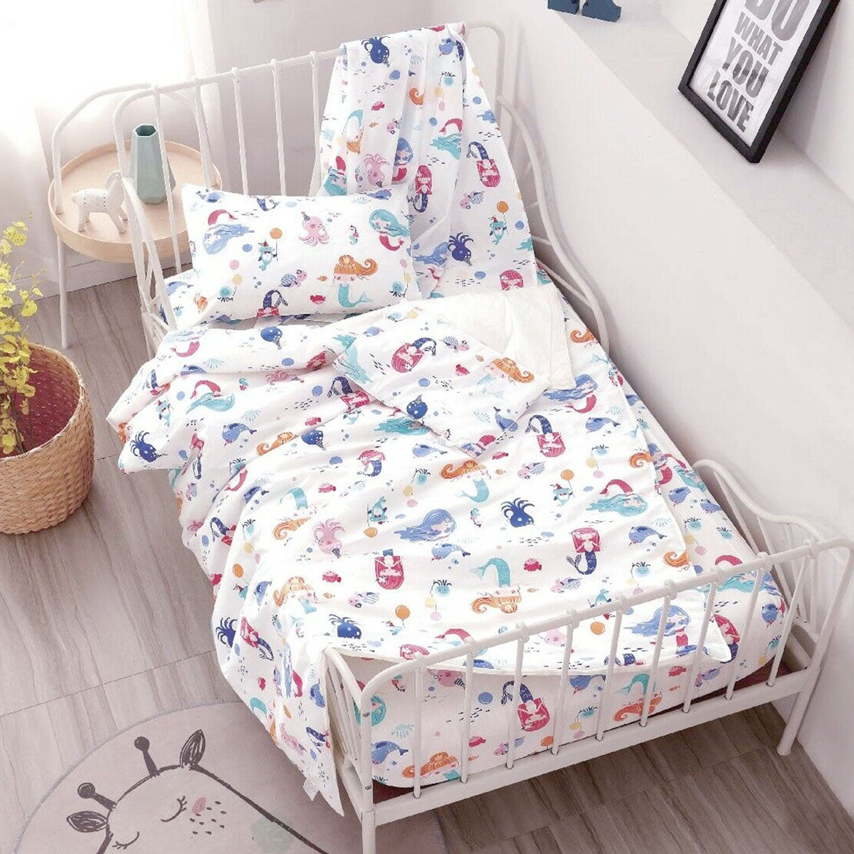 Mermaids & Mates Baby 100% Cotton Printed Sheet Set Cot Size