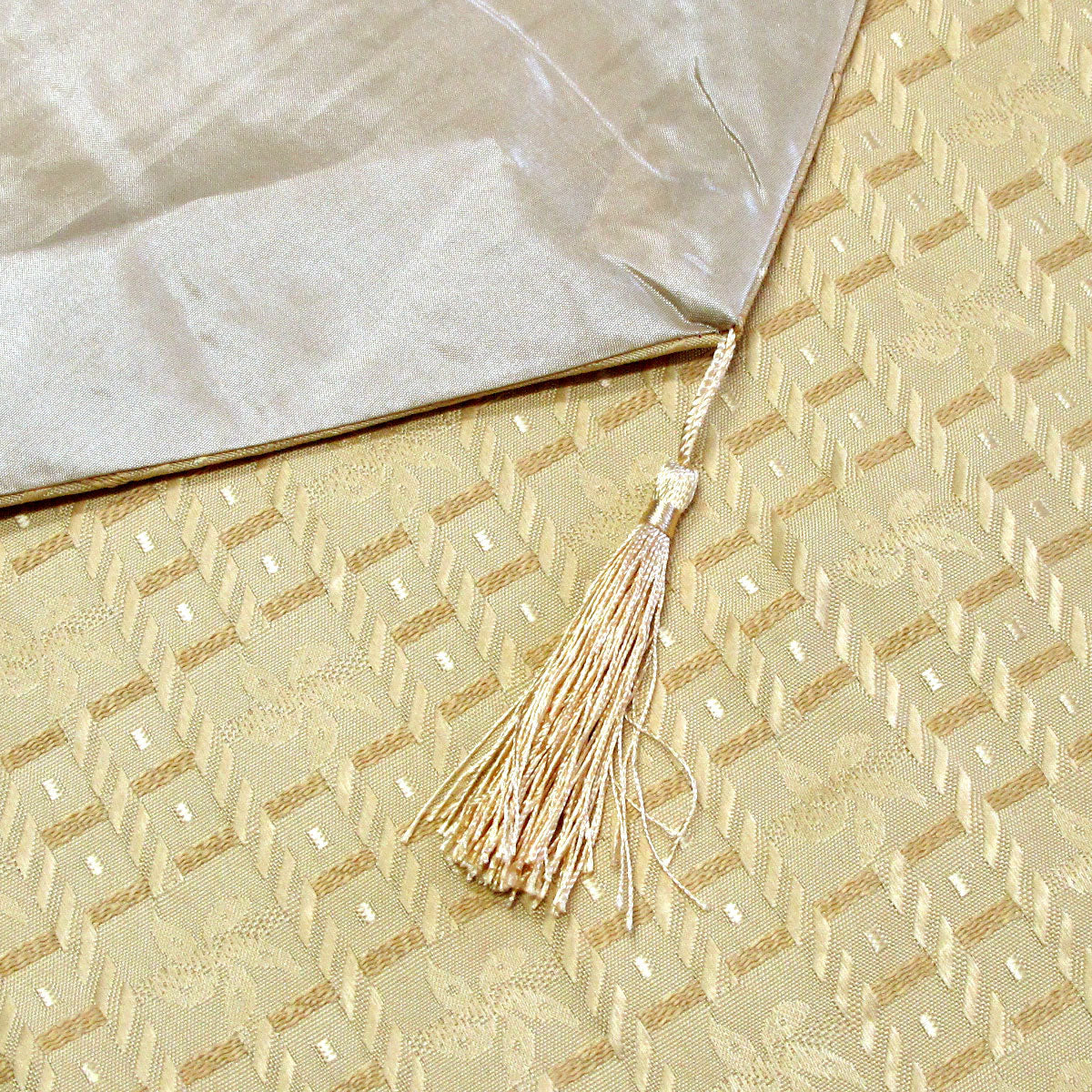 Faux Silk Jacquard Table Runner Gold 32 x 120 cm