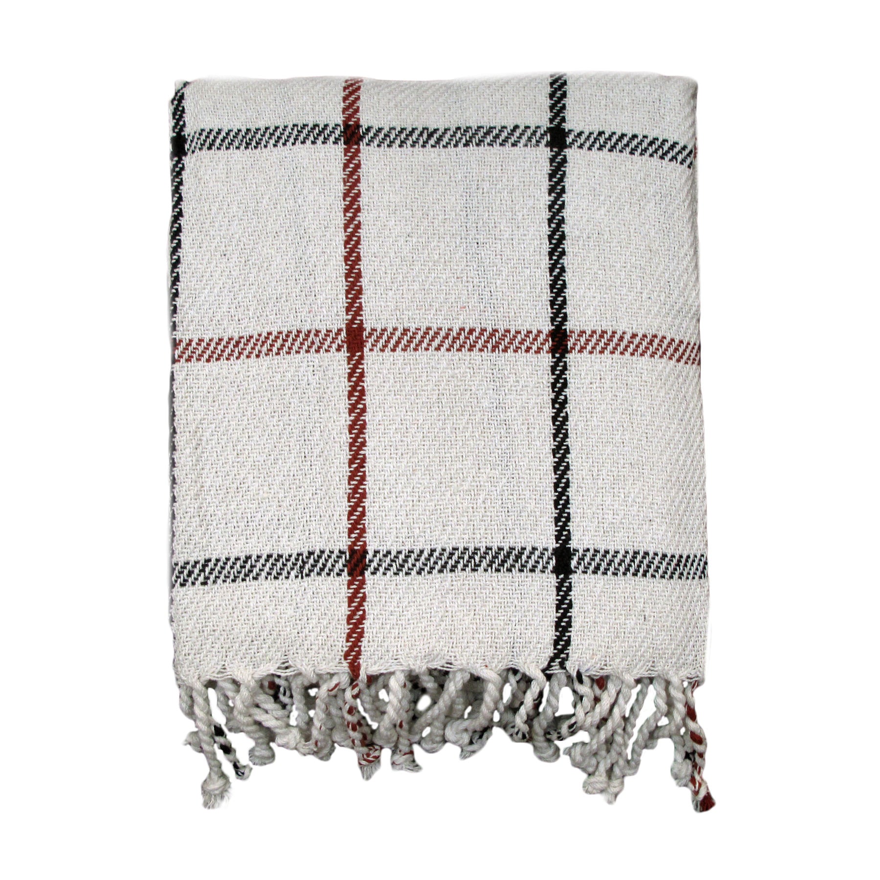 Cotton Fringe Throw Checkered