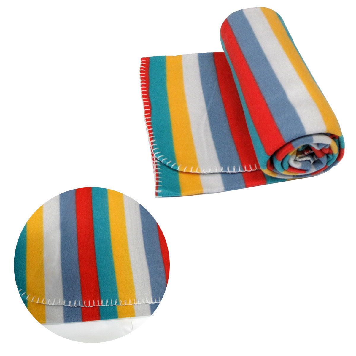 Funky Cute Polar Fleece Throw Rug Bright Stripes