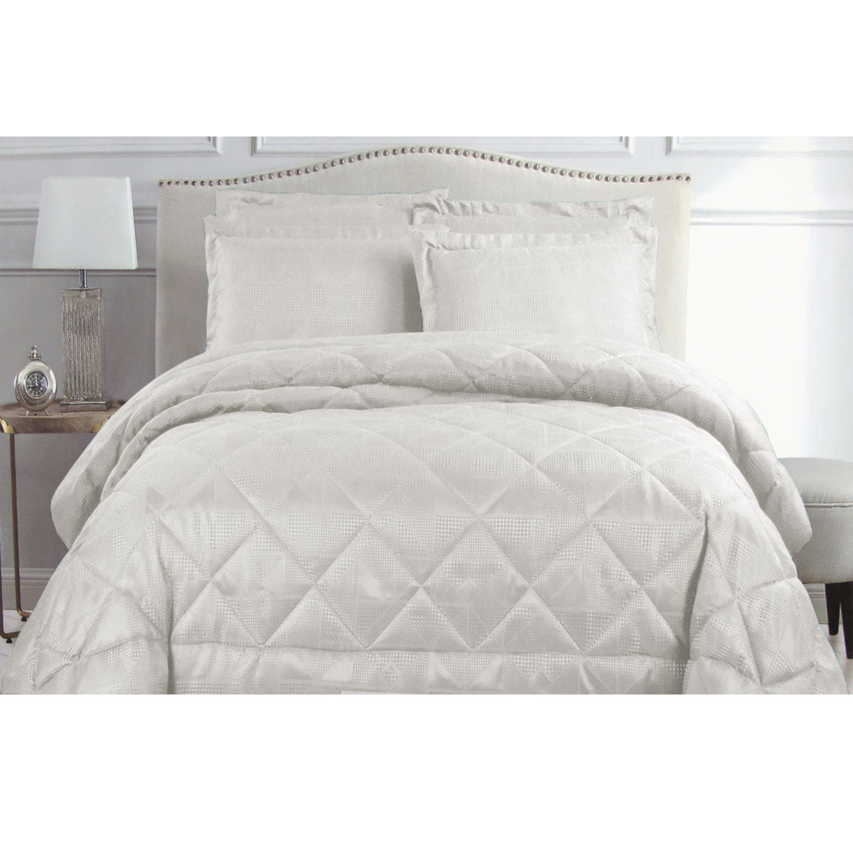 Hotel Living Eli Jacquard Comforter Set King White