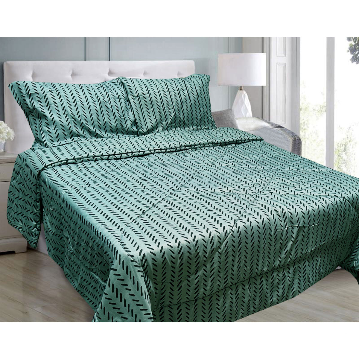 Hotel Living 3 Pce Light Weight Comforter Set Queen/King Oscar Herringbone