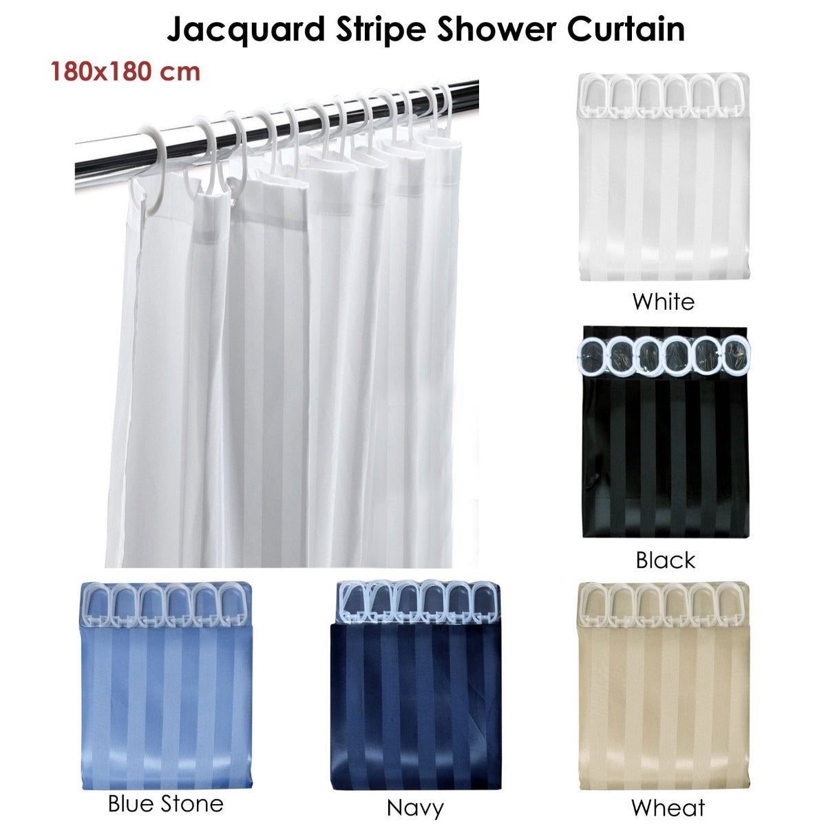 Jacquard Stripe Shower Curtain Wheat