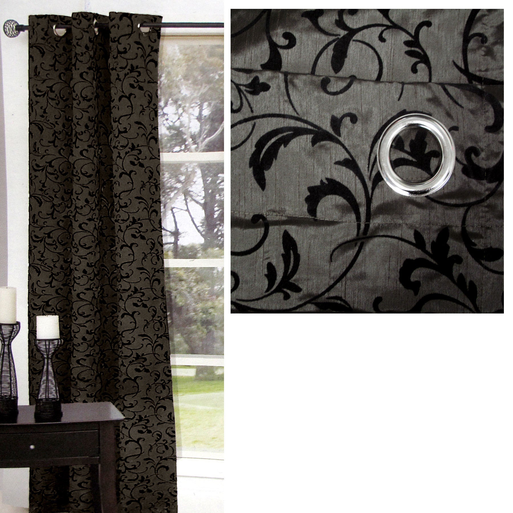 One Piece of Options Flocking Unlined Curtain 110 x 213 cm Charcoal