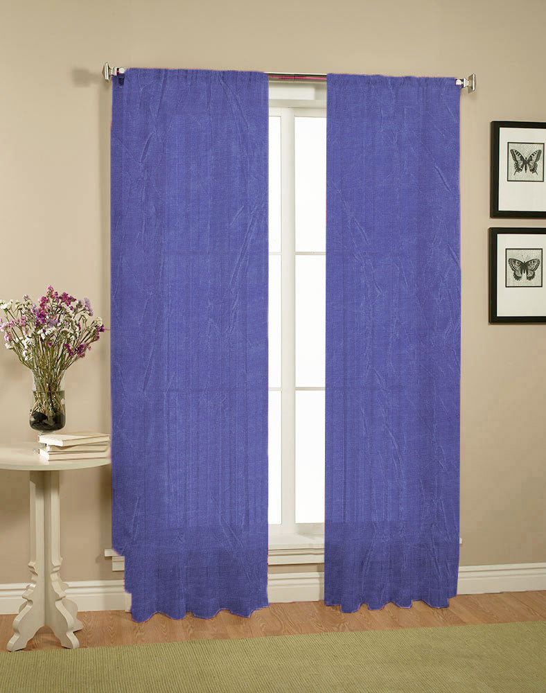 Pair of Crushed Sheer Curtains Blue