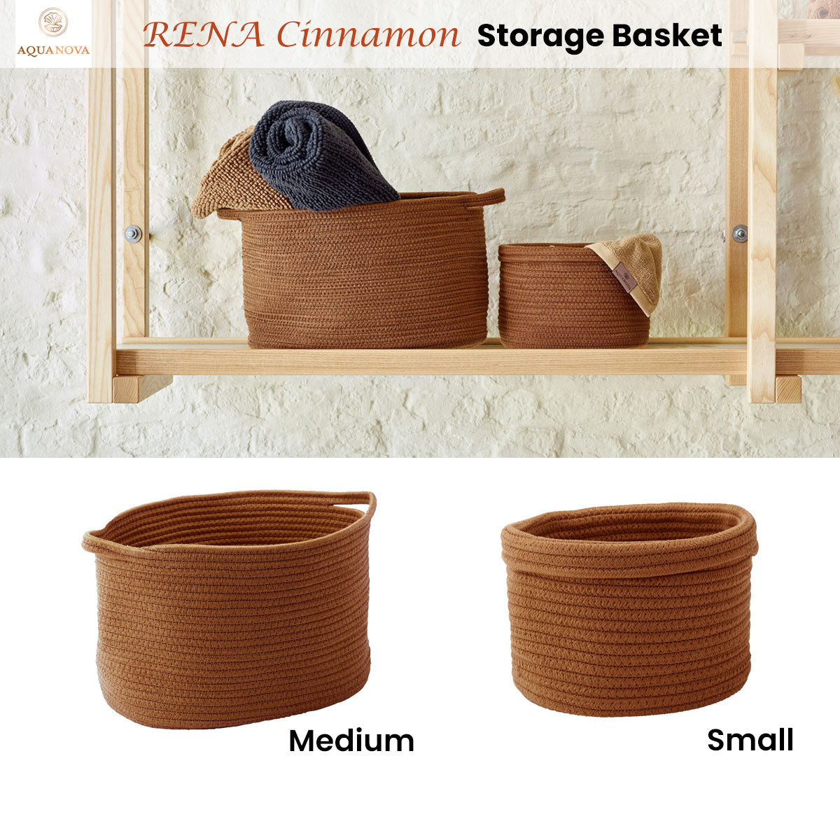 Aquanova RENA Cinnamon Storage Basket Small