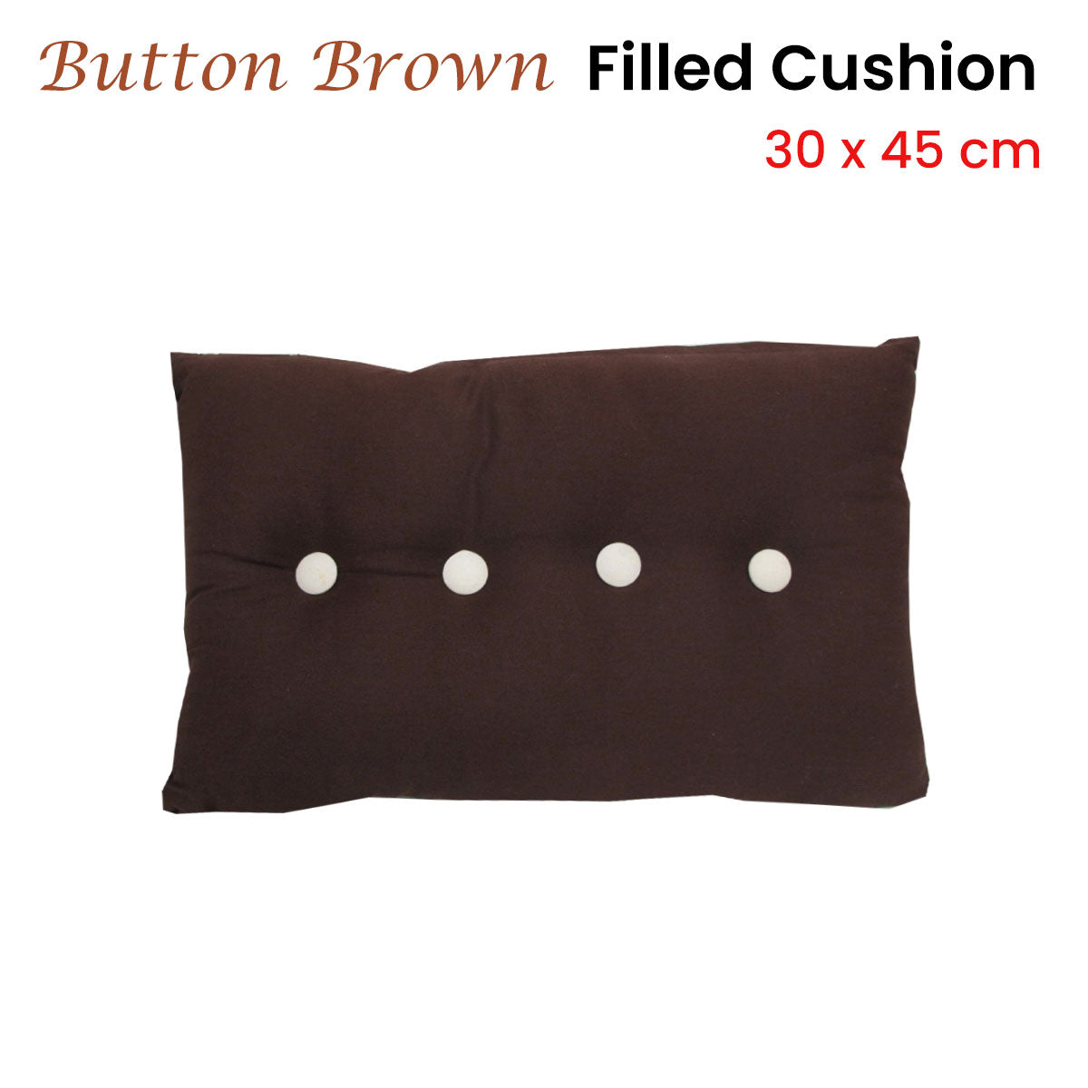 Button Brown Oblong Filled Cushion 30 x 45 cm