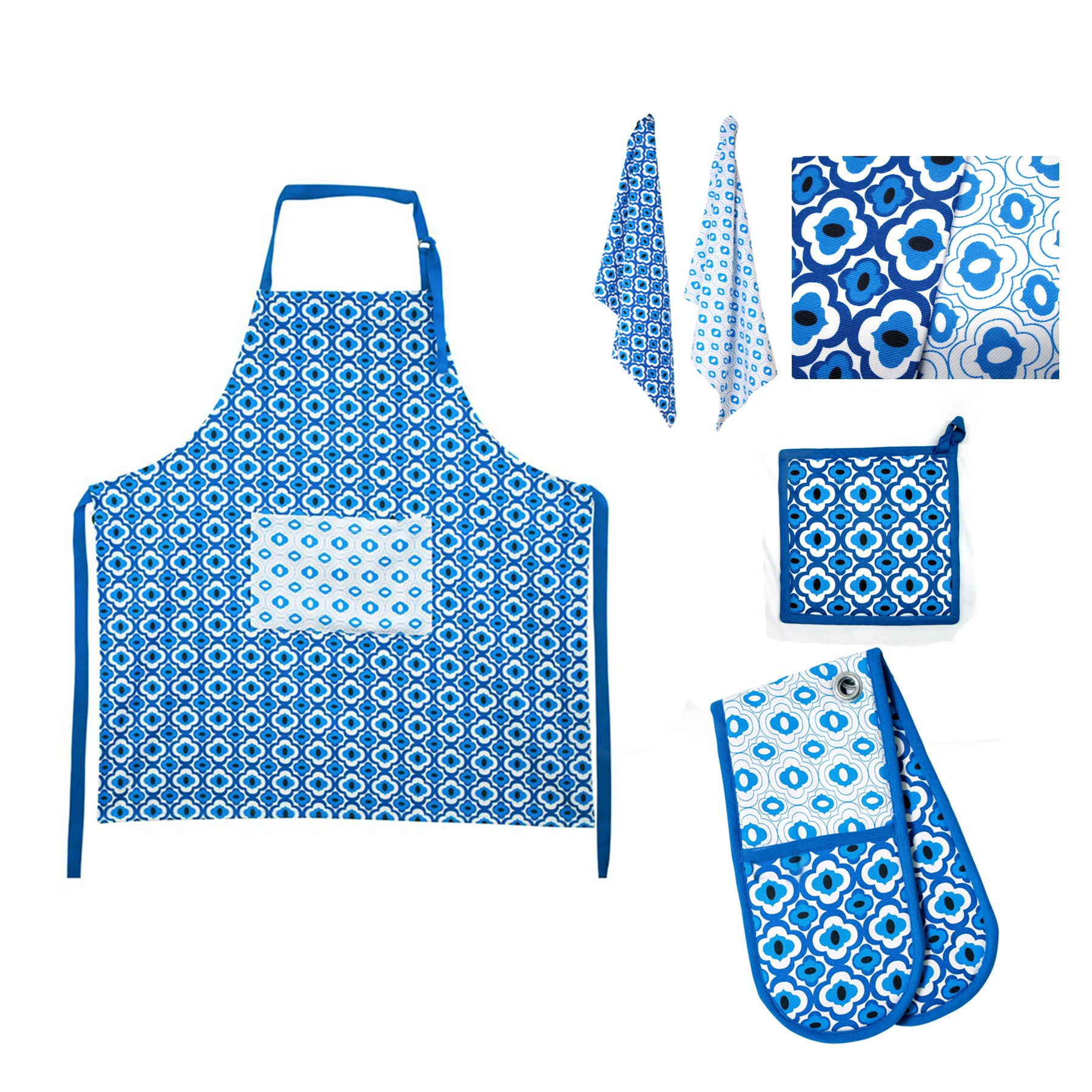 IDC Homewares 5 Pce Cotton Kitchen Set Azure Blue