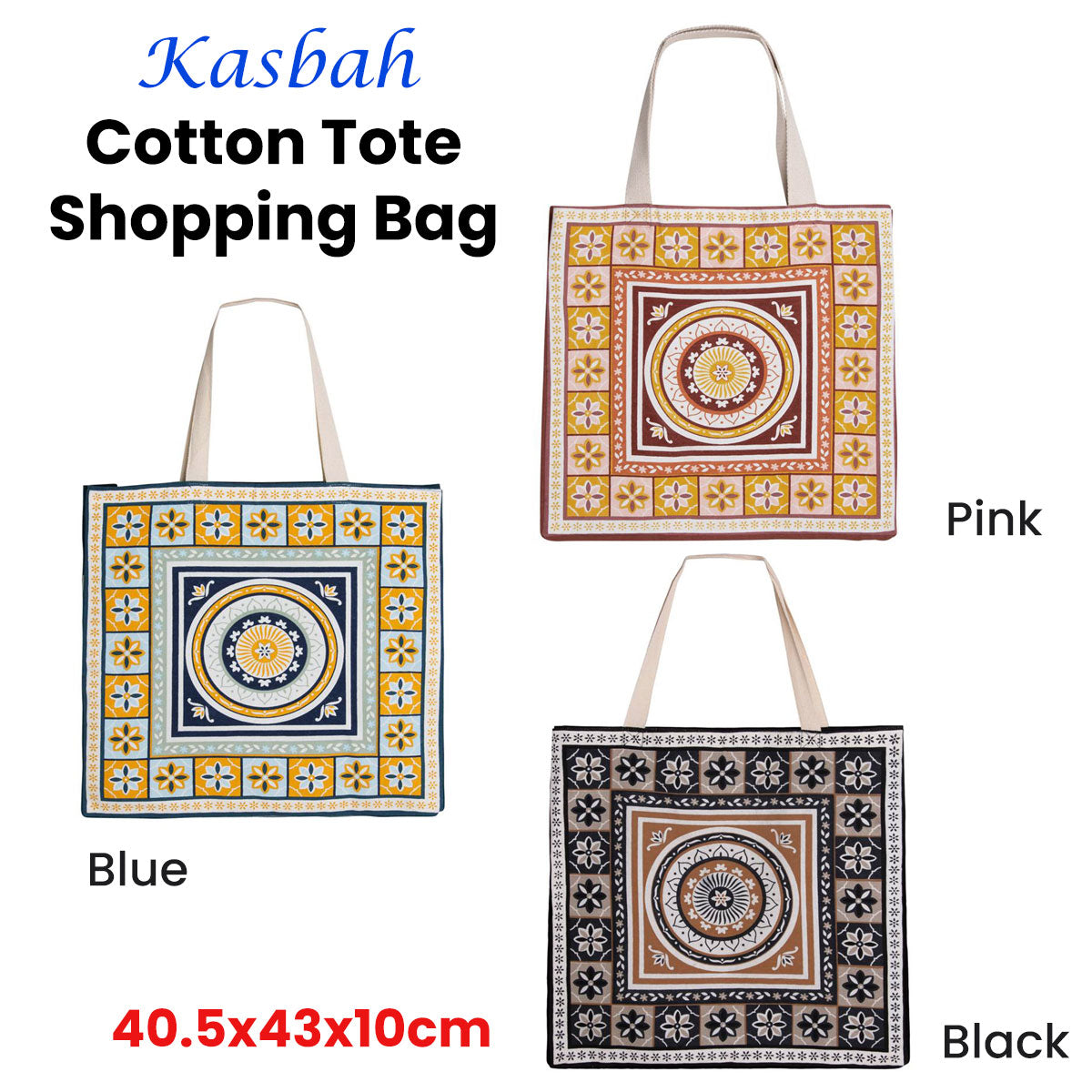 J Elliot Home Kasbah Cotton Tote Shopping Bag 40.5x43x10cm Pink