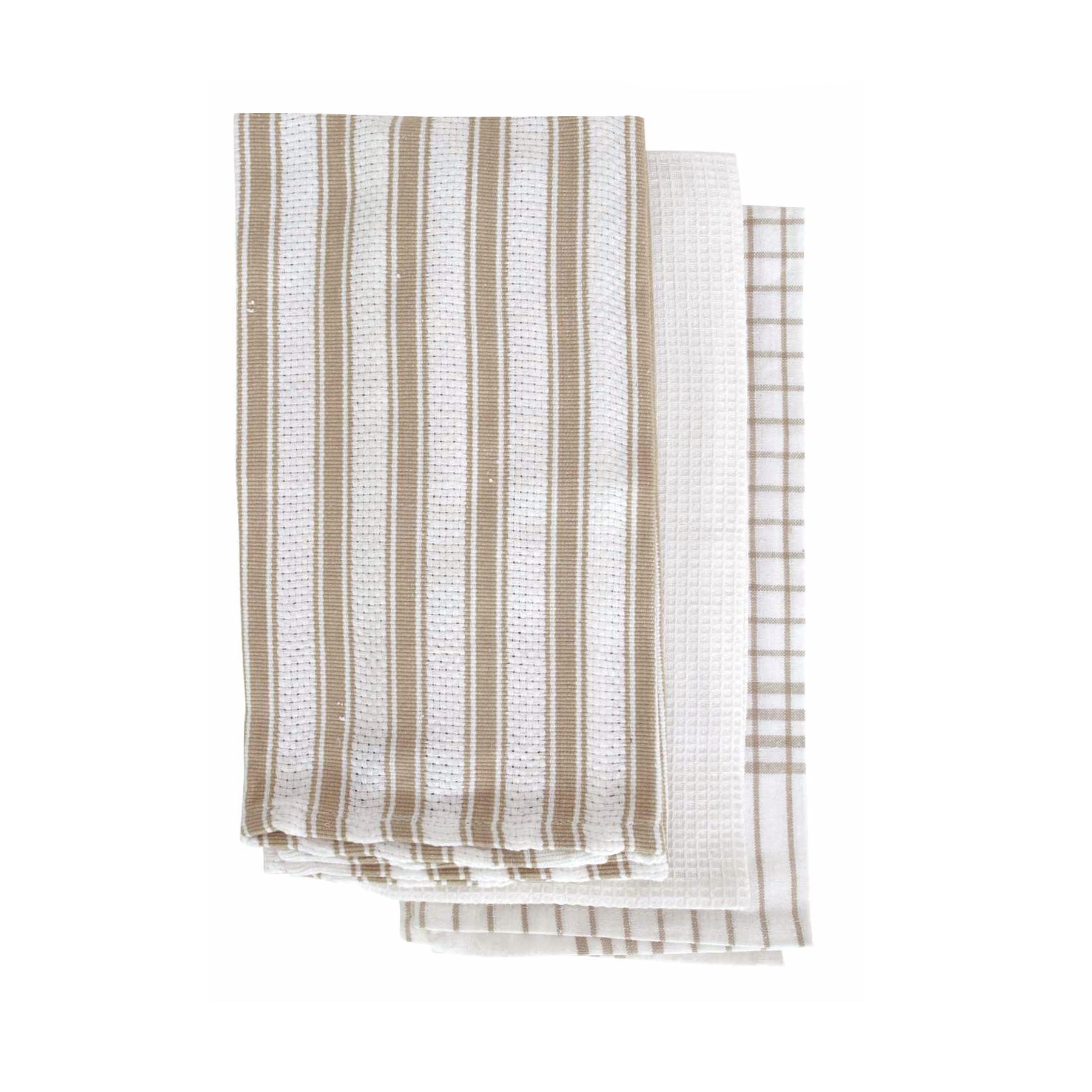 IDC Homewares Set of 3 Gardenia Cotton Tea Towels Taupe