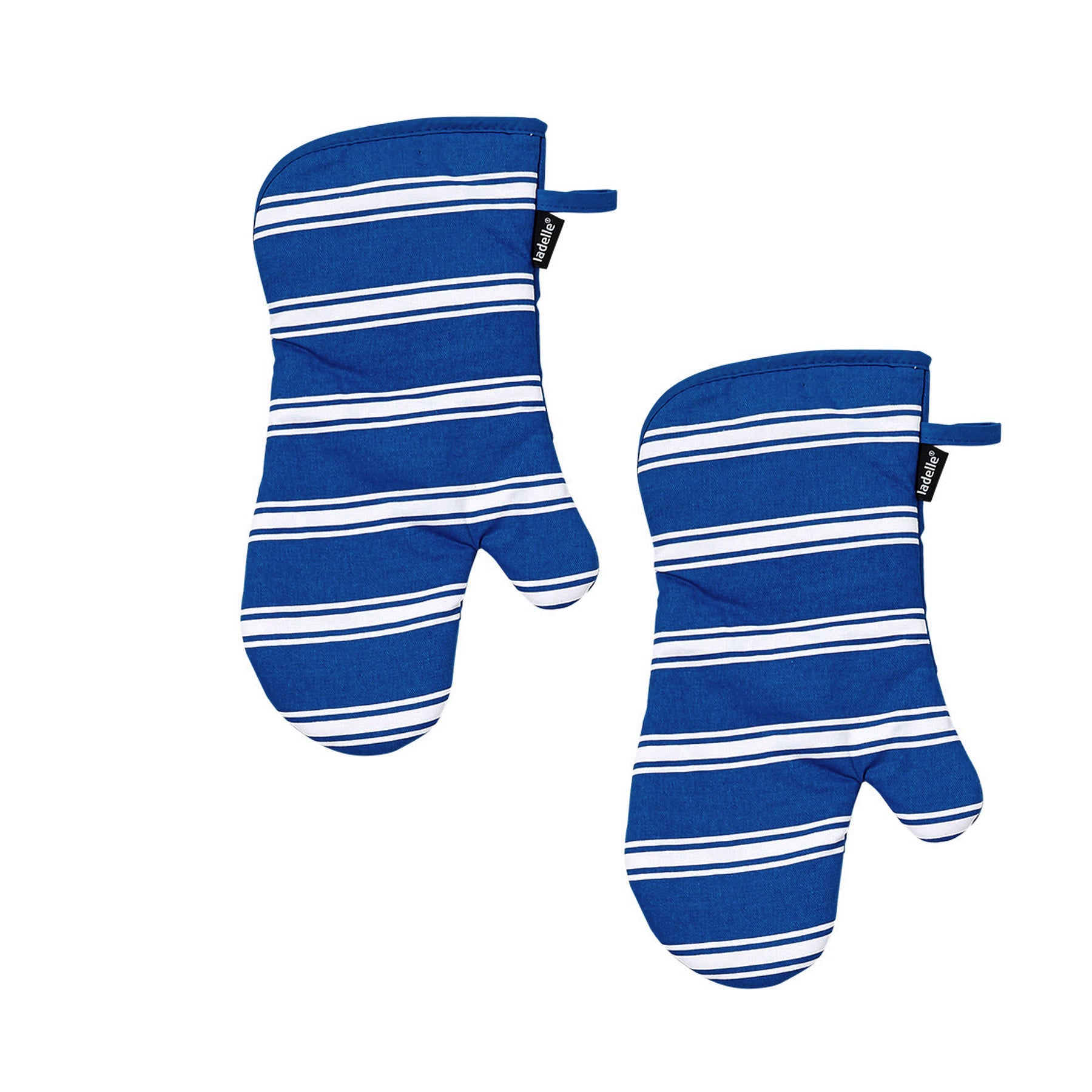 Ladelle Set of 2 Butcher Stripe Cobalt Blue Oven Mitt