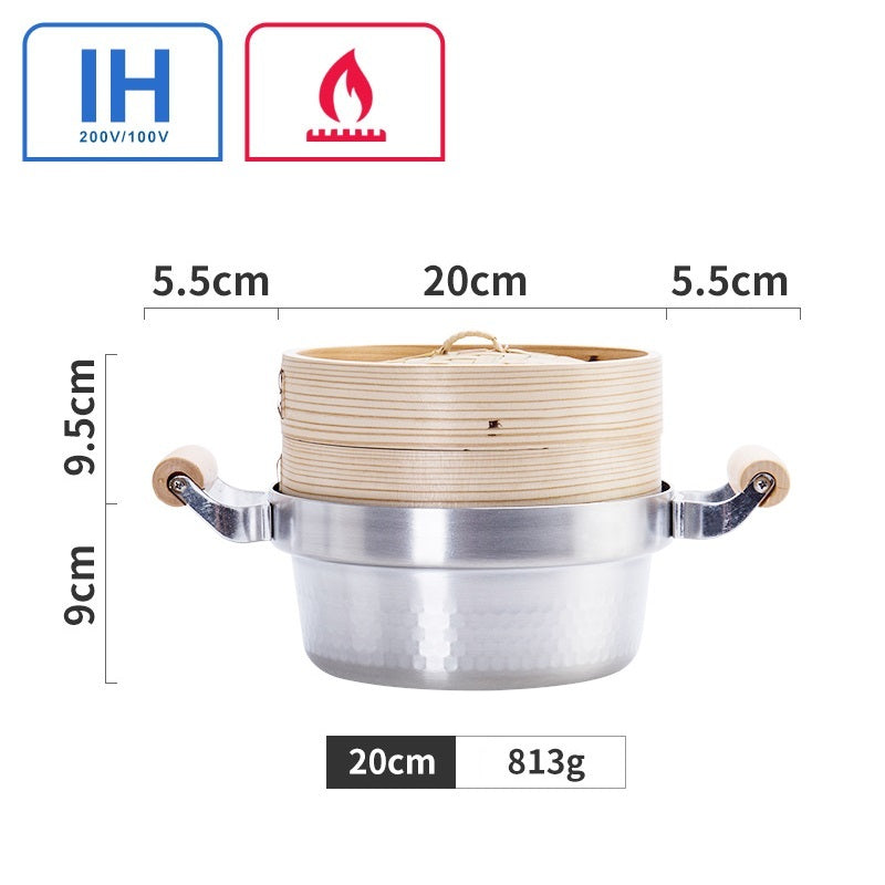 Justcook 20cm Non-stick Soup Pot With Bamboo Steamer and Lid JSHS-ZLTZ20-1