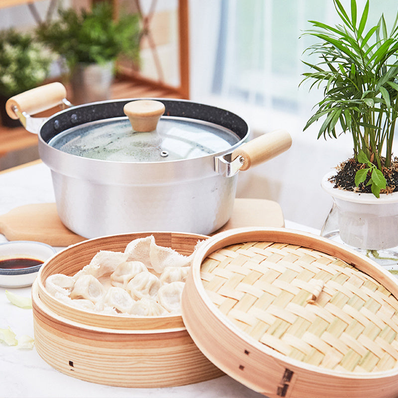 Justcook 20cm Non-stick Soup Pot With Bamboo Steamer and Lid JSHS-ZLTZ20-1