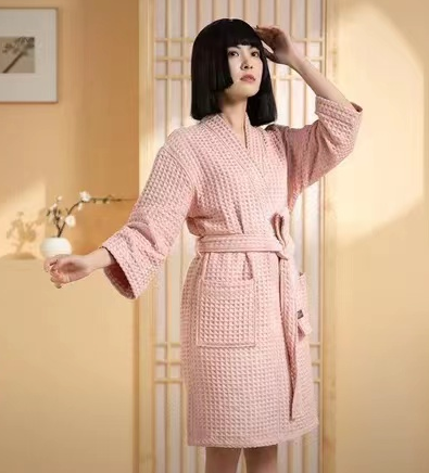 Luxury Bathrobe - Elegant Classic Waffle Robe Range Size M Color Lavender Pink