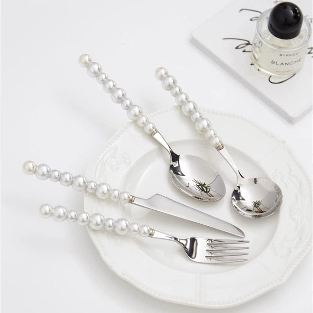 4 Piece Stainless Steel Pearl Handle Flatware Cutlery Set Come with Giftbox