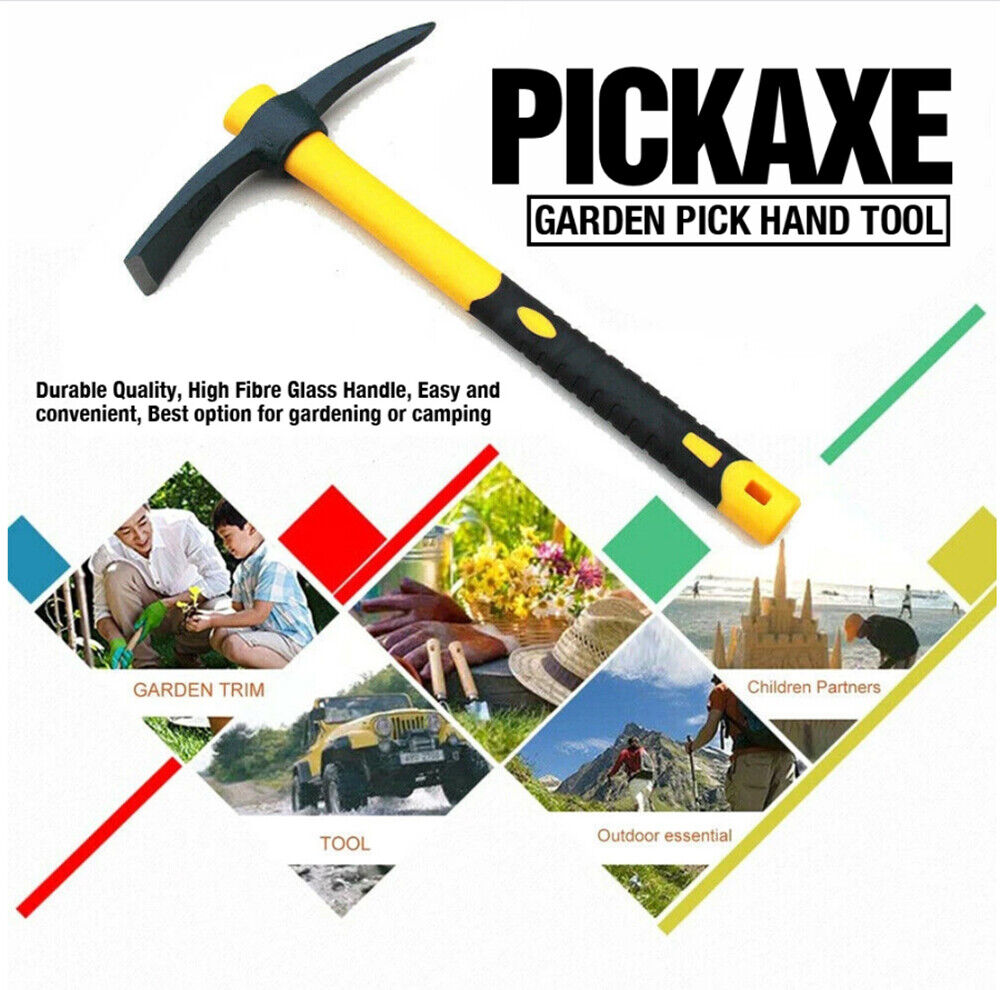 Mattock Outdoor Camping Mountain Fibreglass Handle Mini Pickaxe Garden Farm Tool