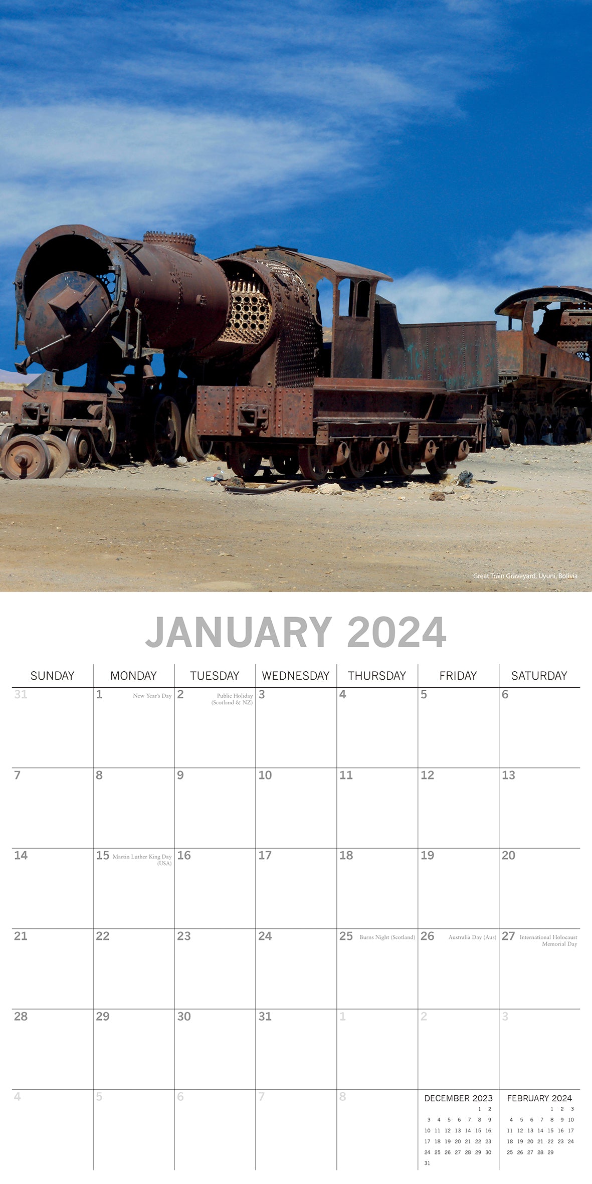 Abandoned 2024 Square Wall Calendar 16 Month Art Planner Christmas New Year Gift