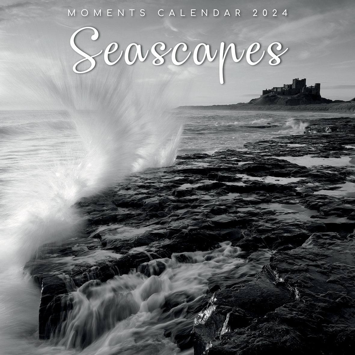 Seascapes 2024 Square Wall Calendar 16 Month Black & White Planner New Year Gift