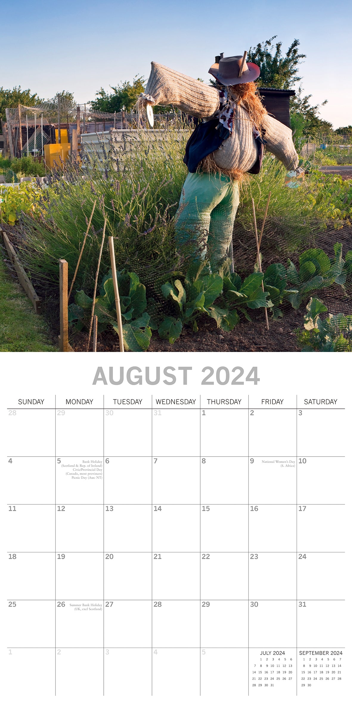 Allotment Gardening - 2024 Square Wall Calendar 16 Months Floral Planner Gift