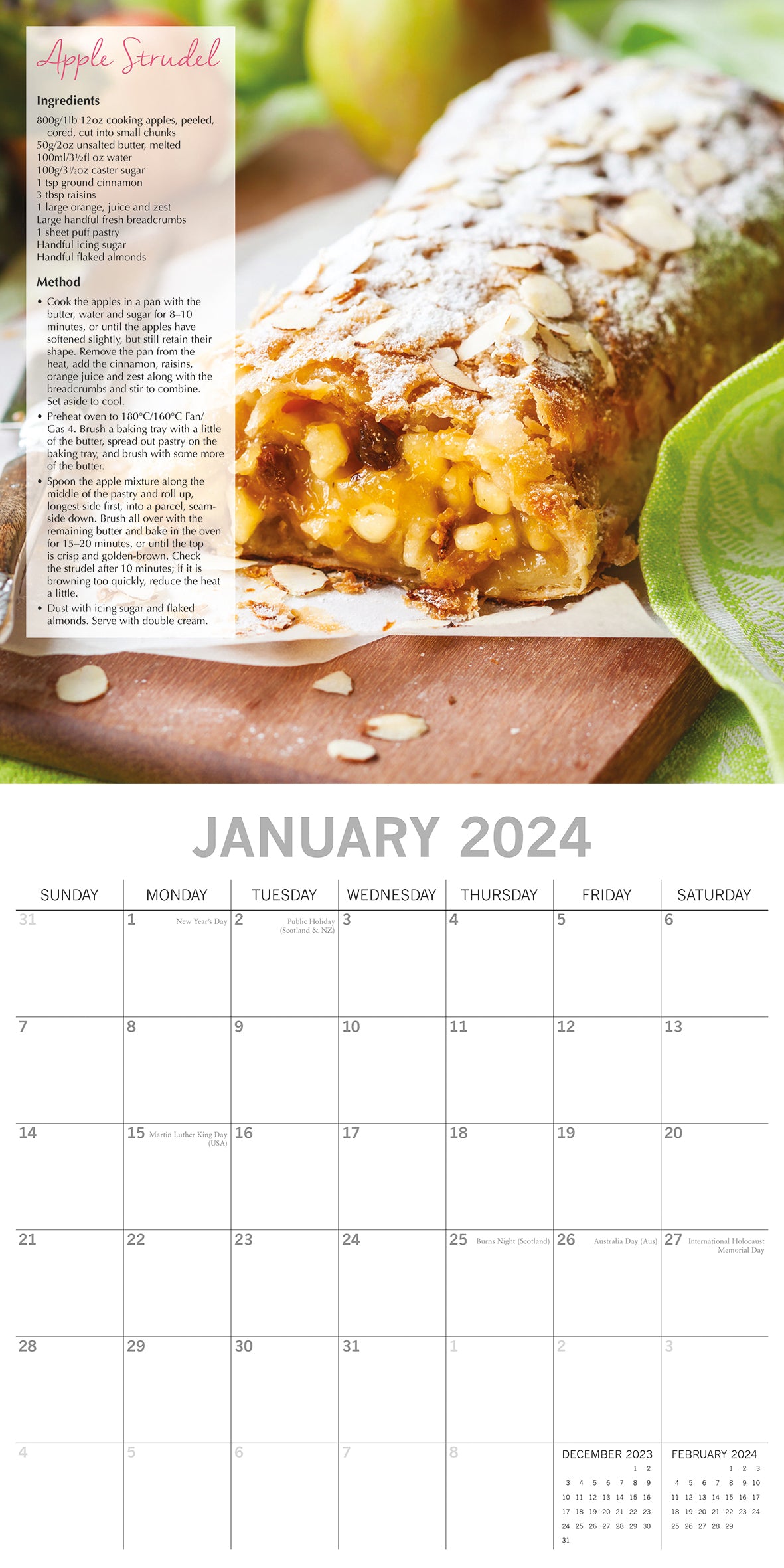 Baking - 2024 Square Wall Calendar 16 Month Food Planner w Delicious Recipes