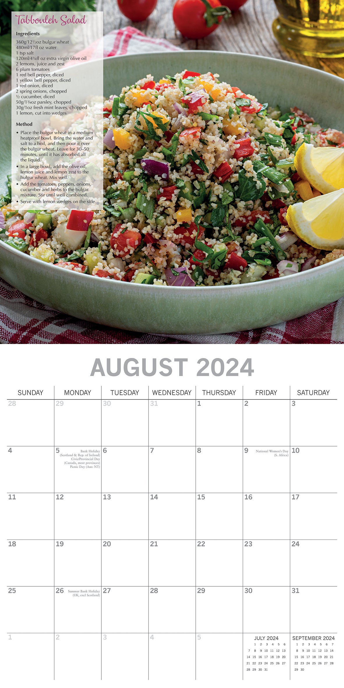 Tasty Vegetarian Recipes - 2024 Square Wall Calendar 16 Months Food Planner Gift