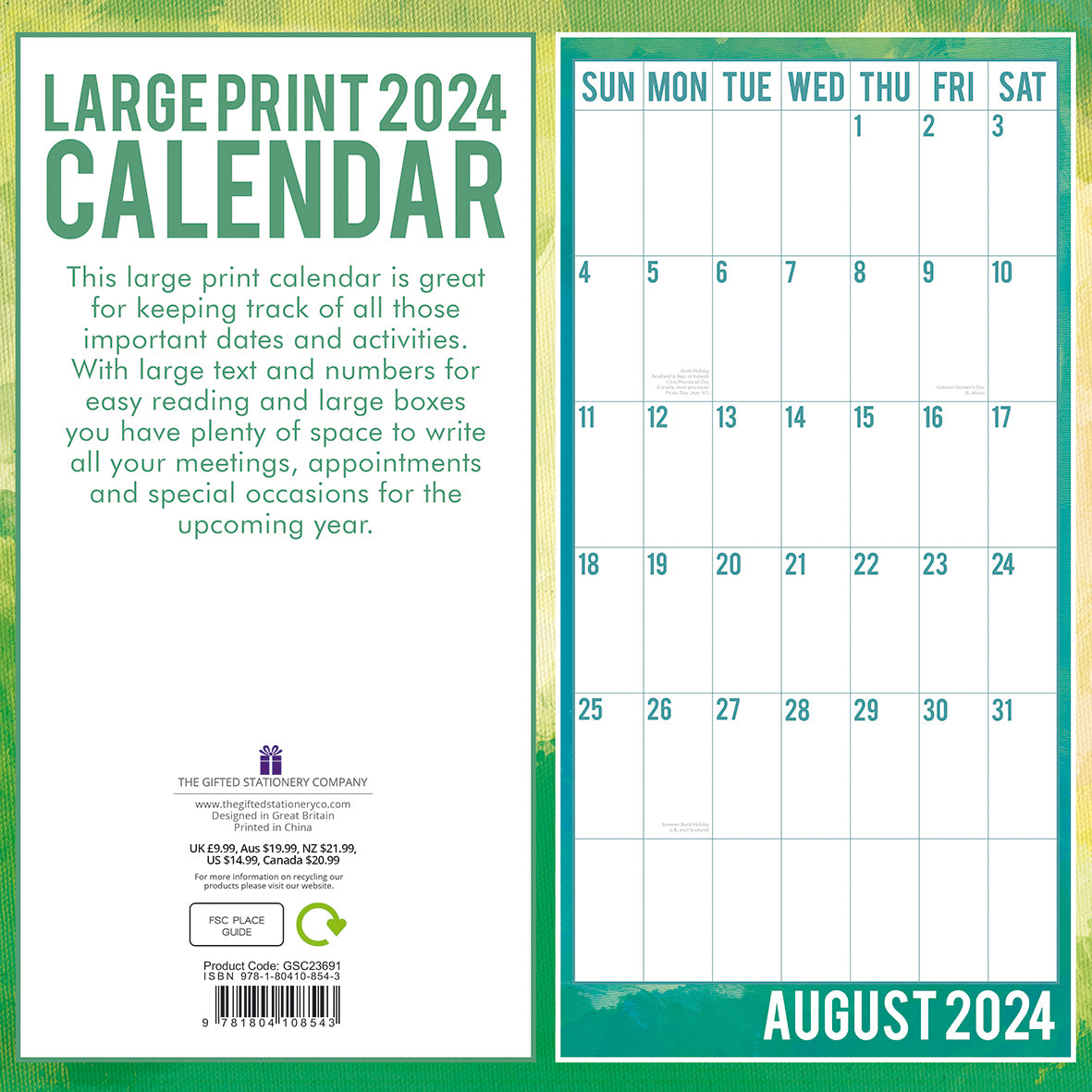 Large Print Calendar 2024 Square Wall Calendar 16 Months School Planner New Year