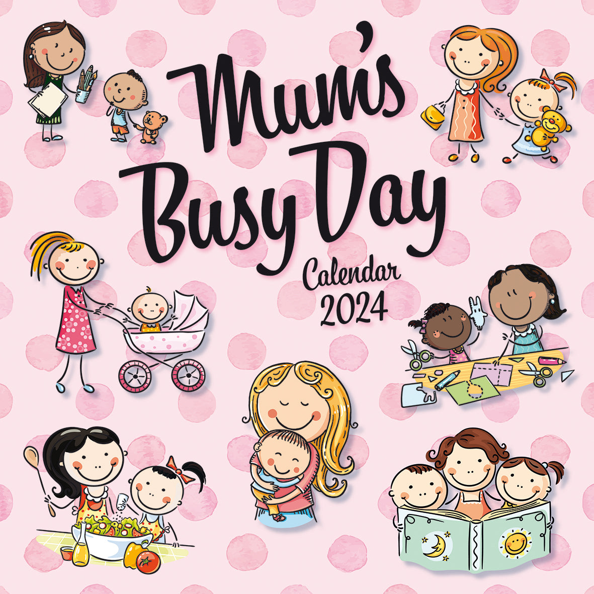 Mum's Busy Day 2024 Square Wall Calendar 16 Months School Planner New Year Gift